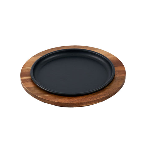 Plato 20 cm con base de madera – hierro fundido esmaltado