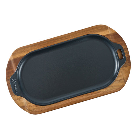 Base de Madera Acacia Para Plancha Ovalada 34x17cm