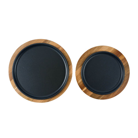 Plato de Hierro Fundido con base de madera de 26 cm