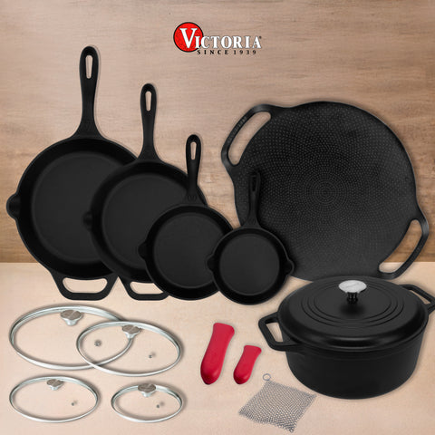Batería con plancha para pizza 10 piezas – hierro fundido