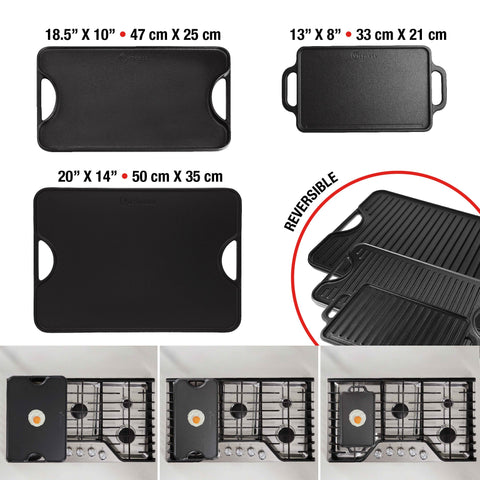 Plancha reversible 33 × 21 cm – hierro fundido esmaltado