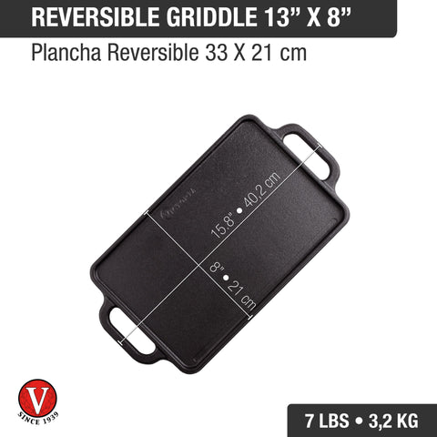 Plancha reversible 33 × 21 cm – hierro fundido esmaltado