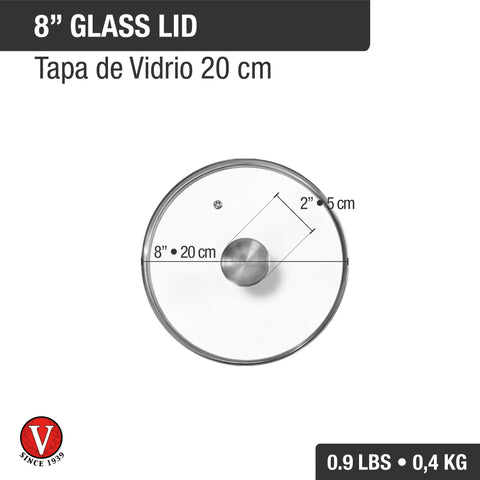 Tapa 20 cm – vidrio templado