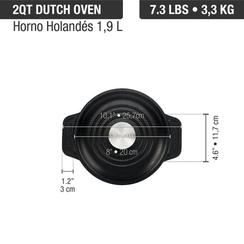 Horno Holandés de hierro fundido 1.9 L Olla Dutch Oven