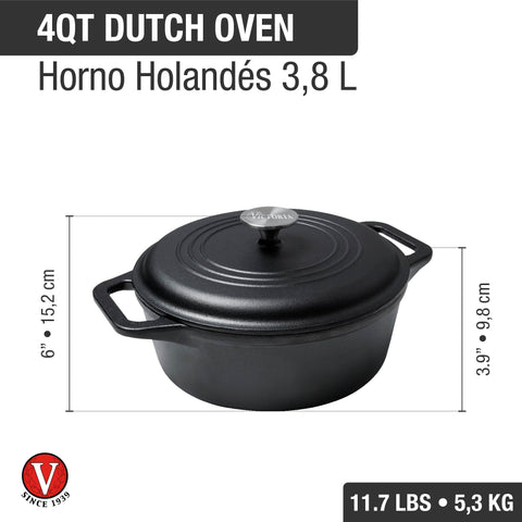 Horno Holandés de hierro fundido 3,8 L Olla - Dutch Oven