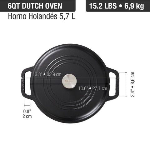 Horno Holandés de hierro fundido  5.7 L Olla  Dutch Oven